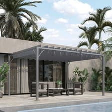 Image of Grey Aluminium Louvered Pergola 3.9m x 2.95m | Adjustable Roof Patio Gazebo