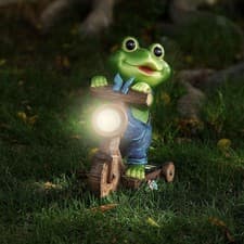 Image of Solar Frog Statue with Solar Light Cute Frog Figurine for Pathway