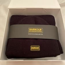 Image of Barbour International Mens Sweeper Legacy Knitted Beanie & Scarf Gift Set New