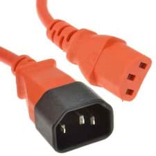 Image of PRO ELEC - IEC Male C14 to Female C13 Extension Lead, Orange, 2m, 10A, 240V