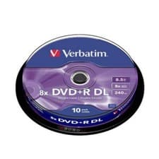 Image of Verbatim DVD+R 8X Double Layer Non-Printable Spindle (Pack of 10) 43666