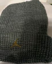 Image of Jordan Jumpman Beanie Utility Metal Knit Cuffed Hat Gray/gold