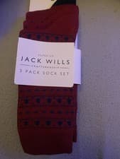 Image of BNWT JACK WILLS CRIMSON MEN’S SOCKS X 3 PAIRS RRP £15.95