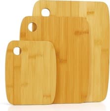 Image of Set of 3 Natural Bamboo Chopping Cutting Slicing Board Set (S,M,L)