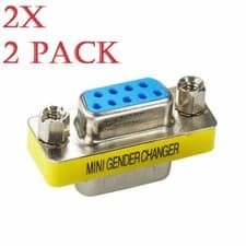 Image of 2x DB9 9 Pin Female to Female Gender Changer Converter Extension Adapter RS232
