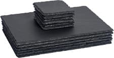 Image of Argon Tableware 12 Piece Rectangular Slate Placemats & Coasters Set - Black Natu