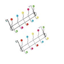Image of Chrome 10 Hook Over Door Hat Coat Rack Hanger Hangers Clothes Multi Colour Balls