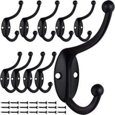 Image of 10/30/50PCS Metal Double Hat & Coat Hooks Door Wall Robe Dress Clothing Hanger