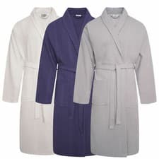 Image of Waffle Bathrobes Shawl Dressing Gown Unisex 100% Cotton