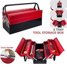 Image of Heavy Duty Large Metal Cantilever 5 Tray Toolbox Storage Tool Box Red New