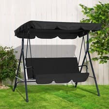 Image of 3 SEATER GARDEN SWING CHAIR SEAT HAMMOCK SWINGING METAL TERRACE CANOPY BENCH