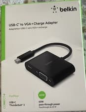 Image of Genuine Belkin USB-C to VGA and Charge Adaptor AVC001BTBK