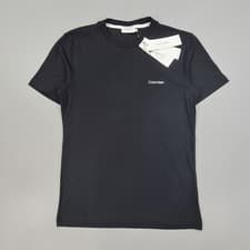 Image of Calvin Klein Mens T Shirt Black XS Core Chest Logo Cotton Short Sleeves Top