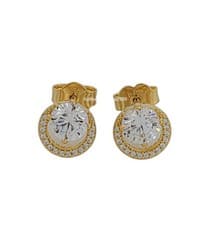 Image of New 100% PANDORA 14k Gold CZ Sparkling Circle Halo Stud Earrings 261248C01