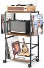 Image of Bikoney Vinyl Record Storage,Rolling Side Table with Record Player Stand,End Ta