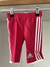 Image of BNWT Adidas Cerise Pink Tracksuit Bottoms with White Side Stripes Age 3-6 Months