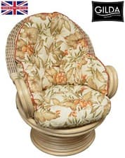 Image of Swivel Rocker Wrap Cushion Cane Rattan Conservatory Furniture Bedroom Chair
