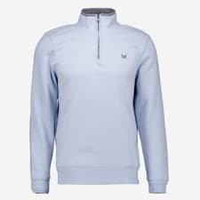 Image of MENS CREW CLOTHING PALE BLUE 1/4 ZIP FLEECE SWEAT SHIRT-RIBBED CUFF-XL -CRW103