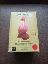 Image of LE CREUSET Stoneware Pie Bird Vent Funnel Cerise Red New In Box