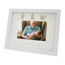 Image of Modern Grandson 4x6 White Picture Frame with Silver Foil Falling Dots by Happ...
