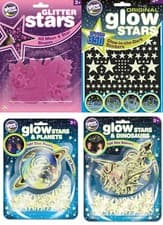 Image of Quality Glow in the Dark Stickers and Shapes - Glitter, Stars,Planets, Dinosaurs
