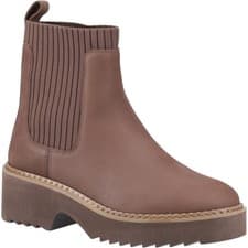 Image of TOMS Millie Leather Women's Oak Brown Heeled Ankle Boots