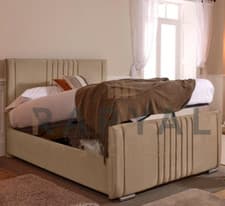 Image of CAIRO OTTOMAN STORAGE BED PANEL PLUSH VELVET UPHOLSTERED BED FRAME