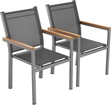 Image of 2/4/6 pcs Textilene Patio Bistro Chair Garden Chairs Set with WPC Armrests