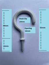 Image of CUP HOOKS BLACK / WHITE PVC / Zinc Plated - Screw In - Hanging Mug Store Kitchen