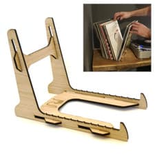 Image of Vinyl Record Storage Holder Display Stand Rack, 25-50 Records, Real Oak Veneer