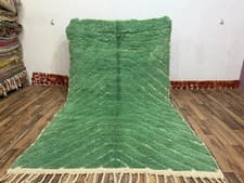 Image of Green Moroccan Berber Rug 8x4.8 ft Handmade Wool Boho Modern Beni Ourain Style