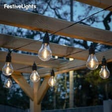Image of 4.5m Battery Clear Festoon LED Filament Outdoor Garden String Fairy Timer Lights