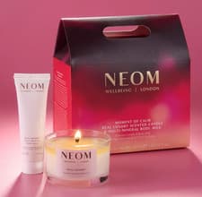 Image of NEOM Moment of Calm GIFT SET Luxury Scented Candle & Multi-Mineral Body Milk