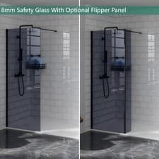 Image of Wet Room Screen Walk In Shower Enclosure 8mm Easy Clean Glass with Flipper Panel