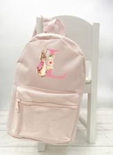Image of Personalised Pink Rabbit Initial Backpack , Back To School