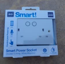 Image of British General Square Edge Double Switched 13A Power Socket with Smart Home