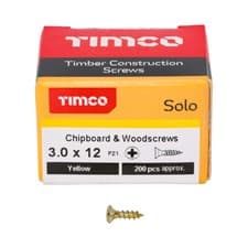 Image of Timco SOLO YELLOW WOODSCREW POZI COUNTERSUNK SOLOC ~ Screws 3.5mm 4.0 4.5 5 6mm
