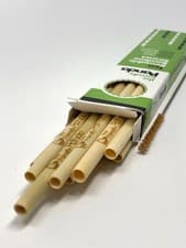Image of 10 x natural bamboo drinking straws + Husk brush - SAVE UP TO 25% WITH MULTIBUY