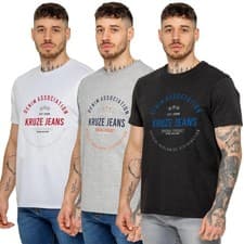 Image of Kruze Mens T shirts Cotton Short Sleeve T-shirt Tee Crew Neck Regular Plain Top