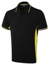 Image of Men's Tipped Collar Polo Shirt Black Yellow Size XS- 4XL Sports Academy T-Shirt