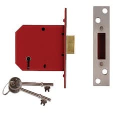 Image of UNION 2101 5 Lever Mortice Deadlock Satin Brass Finish 77.5mm 3in Visi