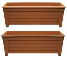 Image of Set Of 2 Trough Plant Pot Long Plastic Planter Outdoor Garden Window Herb Flower