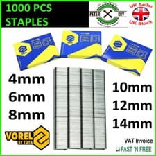 Image of 1000 PCS 4mm-14mm HEAVY DUTY STAPLES Type 53A 11.3mm Gun Upholstery Galvanised