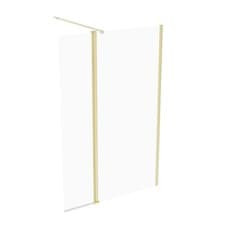 Image of Brushed Brass 700mm Wet Room Screen 8mm Tempered Glass with 300mm Flipper Panel