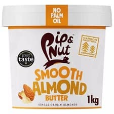 Image of Pip & Nut Smooth Almond Butter Natural Nuttiness & Paste Spread Pack Tub 1kg