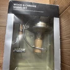 Image of Wood & Chrome Shave Set Shaving Brush Stand