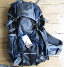 Image of Doshwin Rucksack 65 L + 5L Large Backpack Black Grey For Hiking Festivals NEW