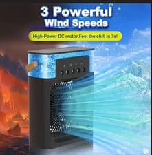 Image of Portable Air Cooling Fan 3 in 1 with Spray & 7 Color Light – USB Mini Desk Air C