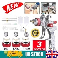 Image of Spray Gun Paint Gun Kit HVLP Gravity Feed Air with 1.4mm 1.7mm 2mm 3 Nozzles UK