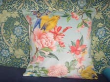 Image of Made In BLUE MULTI VELVET BIRD PARROT VELVET CUSHION COVER FOR 16 PAD